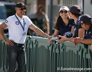 Steffen Peters shares a laugh with Hallye Griffin and Dawn White-O'Connor