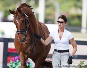 Gabriela Stumpf at the horse inspection with Finally Love