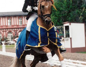 Jana and Golden Dancer win the pony class at the 1996 CDI Wiesbaden