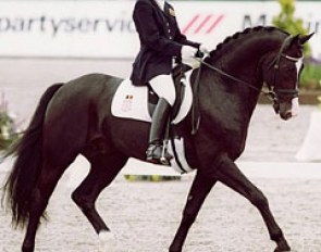 Vicky Smits and Quavarotti van de Helle at the 1999 World Young Horse Championships in Arnheim :: Photo © Dirk Caremans