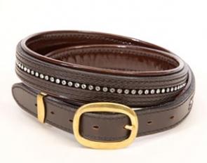 The Albion Swarovski belt comes in black and brown with patent padding for added luxury