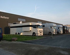 Ketterer lorries parked in front of the big building