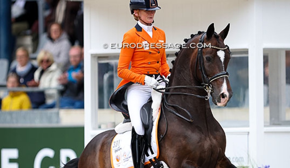 Marieke van der Putten and Torveslettens Titanium in the 5* GP Special lap of honour at the 2024 CDIO Aachen :: Photo © Astrid Appels