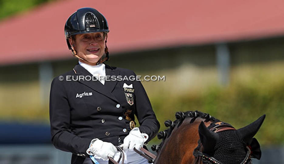 Isabell Werth wins the 5* Grand Prix on Wendy but rides the prize giving ceremony with Quantaz :: Photo © Astrid Appels
