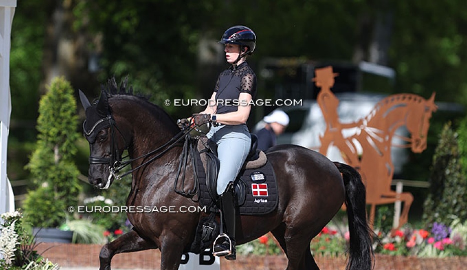 Carina Cassoe Kruth training Heiline's Danciera at the 2024 CDIO Compiegne :: Photo © Astrid Appels