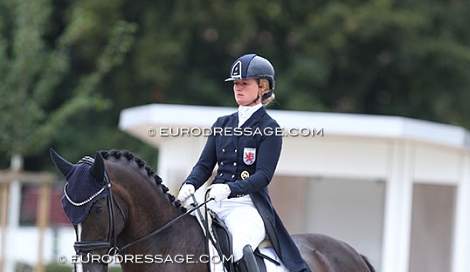 Kristine Moller on Spectre at the 2021 World Young Horse Championships :: Photo © Astrid Appels