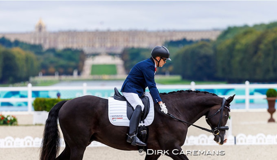 Jens Lasse Dokkan, a Grade I rider from Norway, has competed in every single Paralympics since 1996, in Paris again on his faithful DWB gelding Aladdin :: Photo © Hippofoto