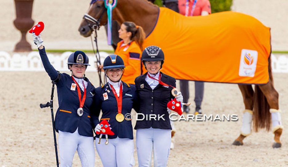 The Grade IV podium with Voets, Haerkens and Niehues at the 2024 Paralympics :: Photos © Hippofoto