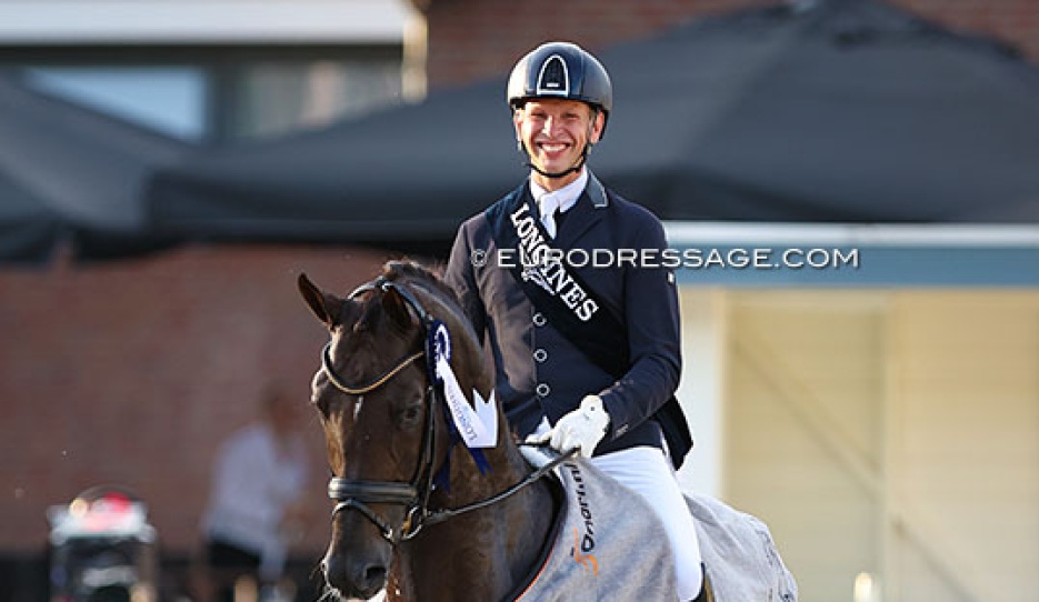 Bart Veeze and Red Viper win the 5-YO Finals at the 2024 World Young Horse Championships :: Photo © Astrid Appels