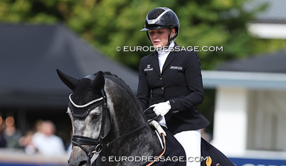 Maxi Kira von Platen on Proud James in the 4-YO Challenge at the 2024 World Young Horse Championships :: Photo © Astrid Appels