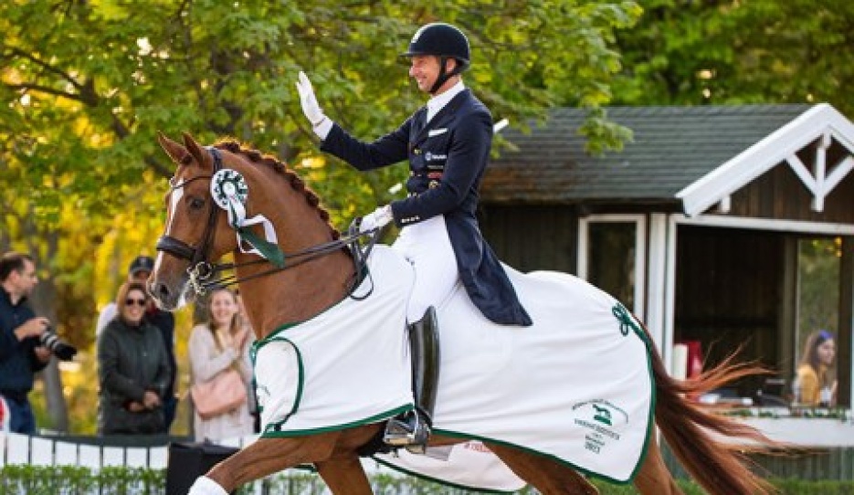 Swedish Olympian Patrik Kittel at the Mariakalnok Dressage Festival :: Photo © Lukasz Kowalski