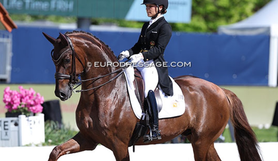 Charlott-Maria Schürmann on Life Time win the Louisdor Cup qualifier at the 2025 CDI Hagen :: Photo © Astrid Appels