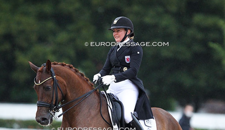 Fie Skarsoe and Coco Island OLD at the 2021 World Young Horse Championships in Verden :: Photo © Astrid Appels