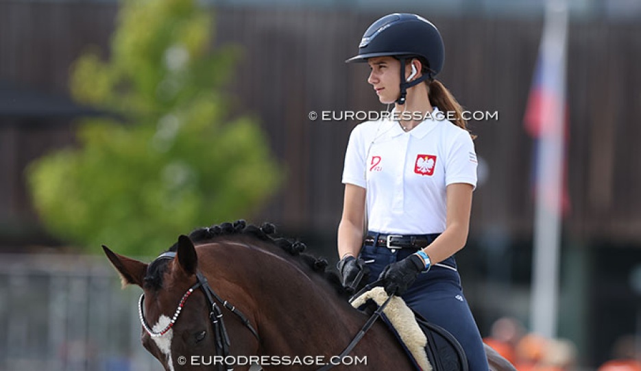 Aleksandra Machniewicz on Baldessarini at the 2024 European Children Championships in Opglabbeek :: Photo © Astrid Appels