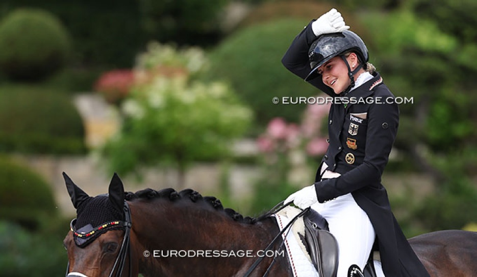 Felicitas Hendricks on Drombusch in the lead of the Inter II at the 2025 European Under 25 Championships :: Photo © Astrid Appels