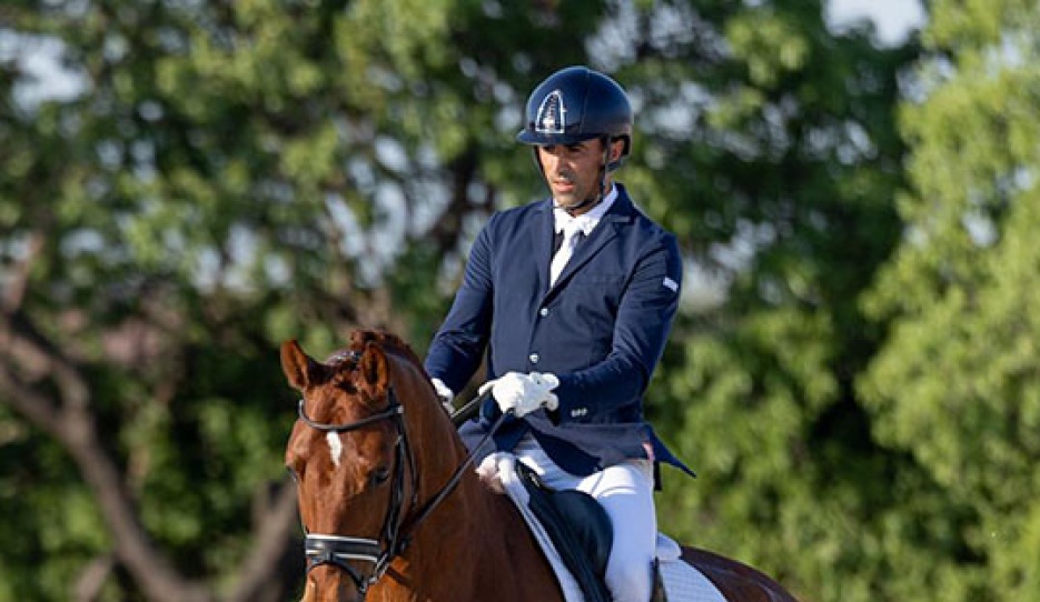 Bernat Barrachina and Elvis competing in the young horse masters at the 2025 Spanish Dressage Championships at Las Cadenas :: Photo © Lily Forado