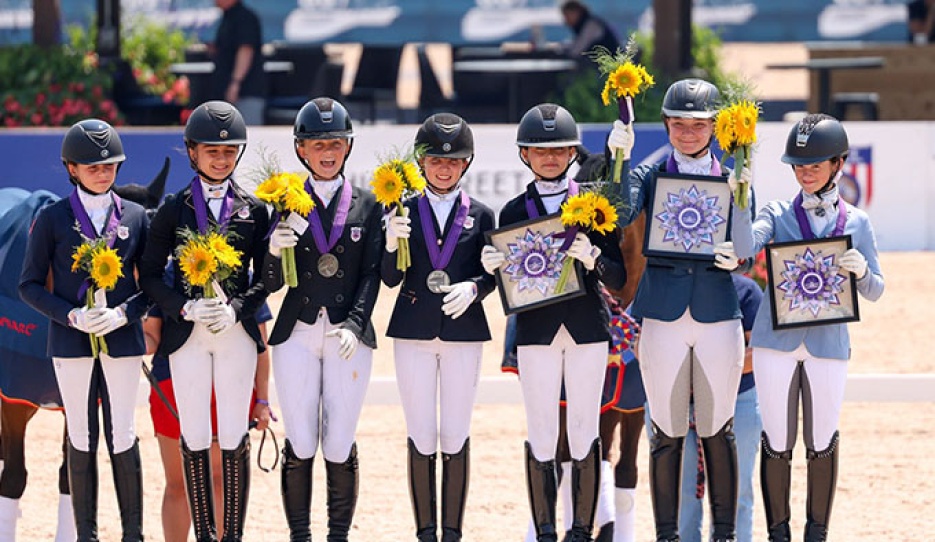 The Children Team Podium at the 2025 North American Children Championships :: Photos © US Equestrian