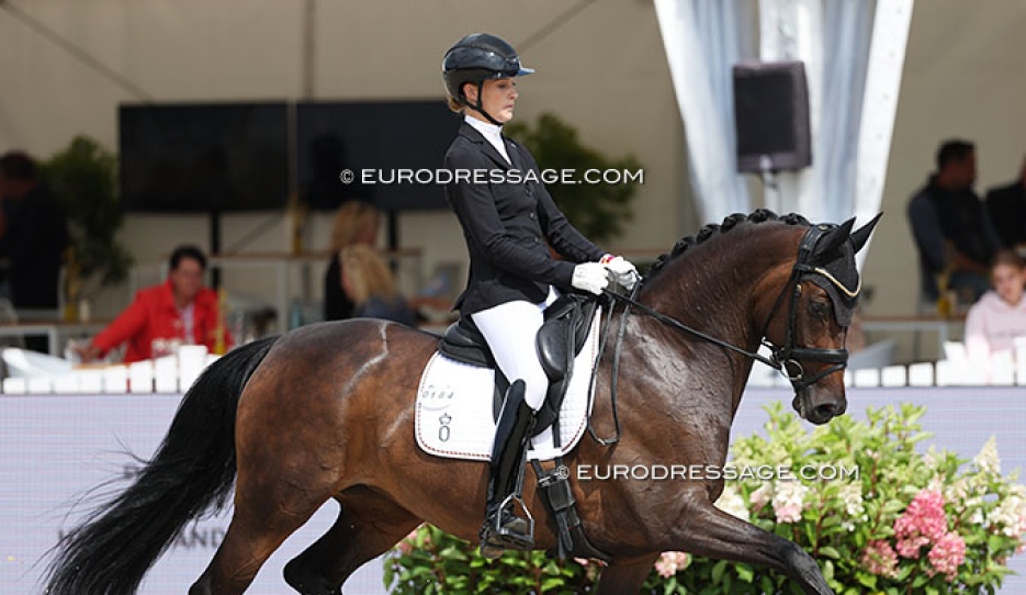 Carina Scholz and La Jolie SW OLD win the 6-year old preliminary test at the 2025 World Young Horse Championships :: Photo © Astrid Appels