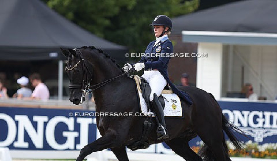 Jeanna Hogberg and BE Allex at the 2024 World Young Horse Championships in Ermelo :: Photos © Astrid Appels