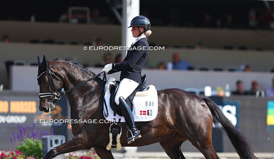Mette Sejgjerg Jensen and Straight Horse Floriana at the 2024 World Young Horse Championships :: Photo © Astrid Appels
