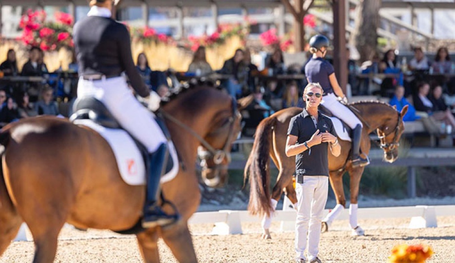 Carl Hester delivered a two-day masterclass presented by Entrigue and sponsored by Lisa Seger Insurance at Galway Downs in California
