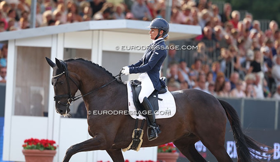 Anne Troensegaard and Slangerupgaards Saffron at 2025 World Young Horse Championships :: Photo © Astrid Appels