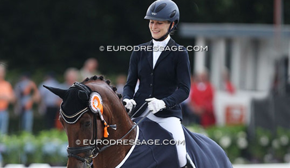 Beatrice Buchwald and Victoria's Secret win the 5-year old preliminary test at the 2016 World Young Horse Championships :: Photo © Astrid Appels