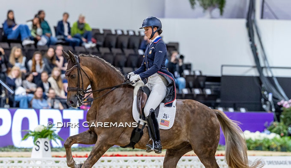Adrienne Lyle and Helix at the 2025 World Cup Finals in Basel, where they rode their last show (so far). Helix has been sent back to Europe over the summer :: Photo © Dirk Caremans