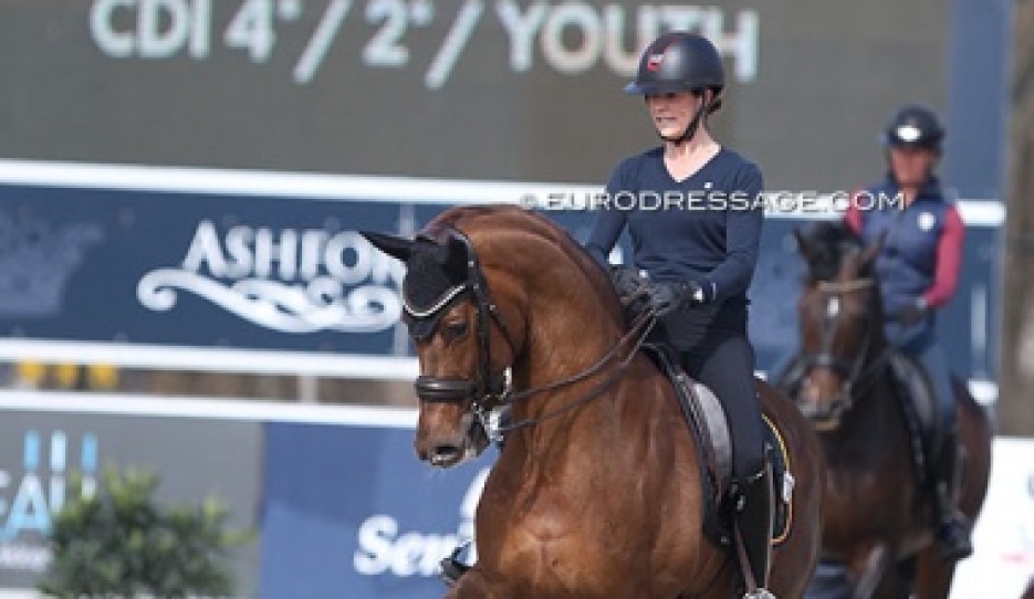 Larissa Pauluis schooling Valentin at the 2022 CDI Opglabbeek at Sentower Park :: Photo © Astrid Appels
