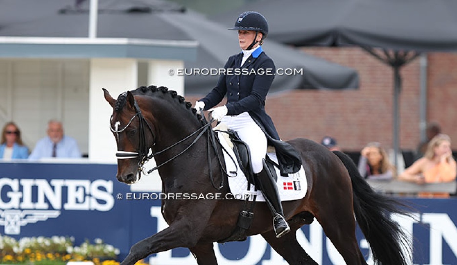 Nanna Skodborg Merrald and Blue Hors Santiano at the 2024 World Young Horse Championships :: Photo © Astrid Appels