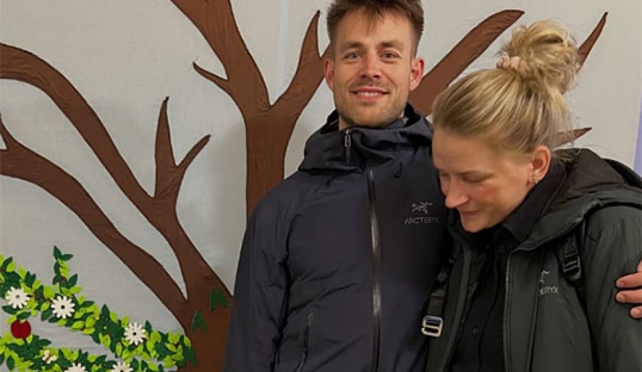 Proud parents Daniel and Nanna with their newborn baby Caroline