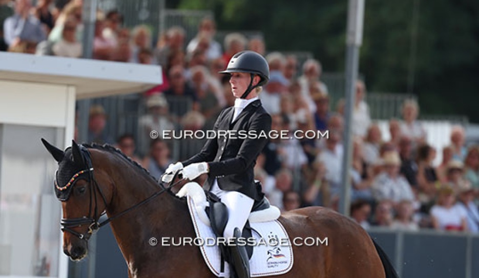 The American owned Felice under Greta Heemsoth at the 2025 World Young Horse Championships :: Photo © Astrid Appels