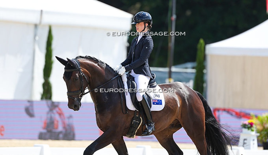 Tayla Desmet and her home bred Dark Diamond at the 2025 World Young Horse Championships :: Photo © Astrid Appels