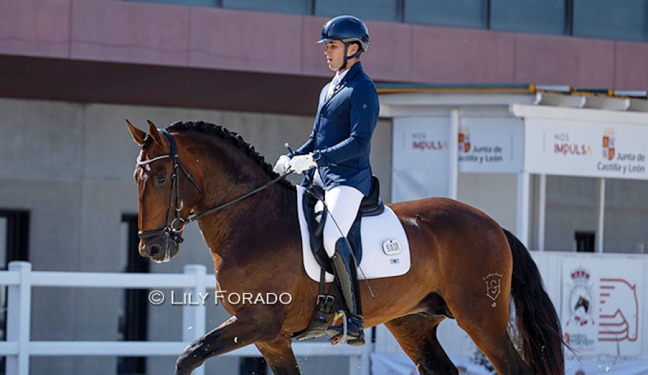 Antonio José Crespín López and the PRE bred Santiago HGF at the 2026 CDI Segovia :: Photo © Lily Forado