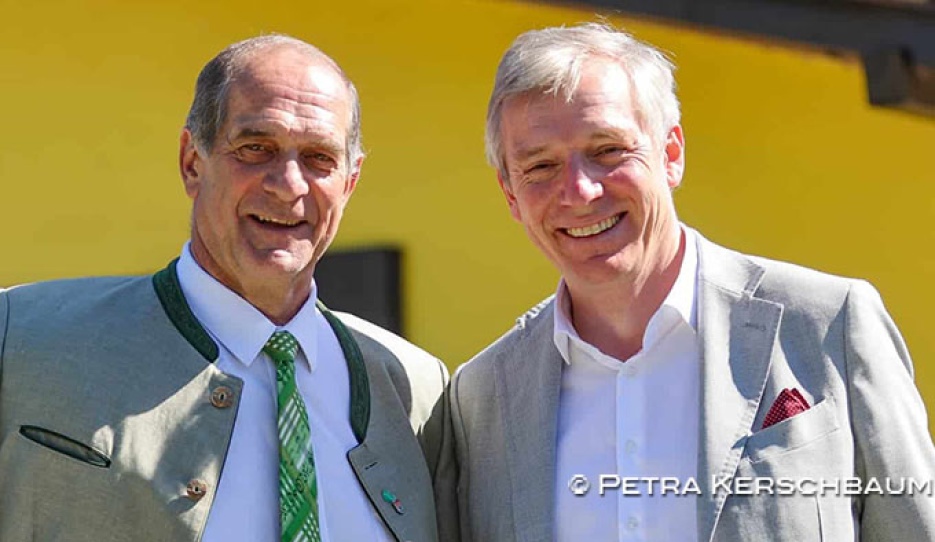 Herbert Gugganig (OEPS-President) and Johannes Mayrhofer at the 2026 Austrian Dressage Championships :: Photo © Petra Kerschbaum