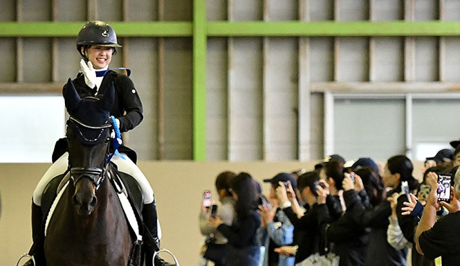 Risa Shimomura on Samprimera win the children division at the 2026 Japanese Youth Riders Championships  :: Photos courtesy Japan Equestrian Federation