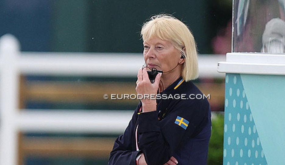 Louise Nathhorst coaching at the 2024 Olympic Games in Paris :: Photo © Astrid Appels