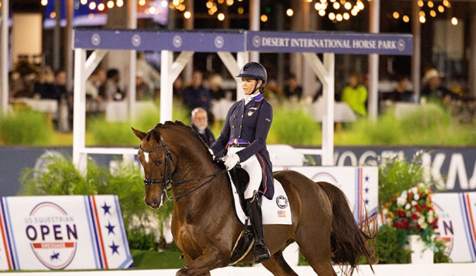 U.S. Team rider Anna Marek competing Fayvel at the 2025 U.S. Equestrian Open Dressage Final