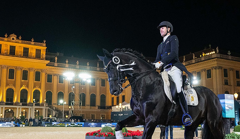 Moritz Traffinger and Cadeau Noir at the 2026 CDI Vienna :: Photo © Lukasz Kowalski