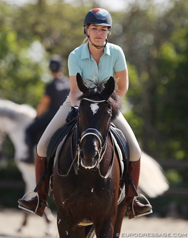 Danielle Heijkoop on a training horse