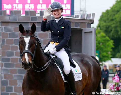 Kate Dwyer and Snowdon Faberge achieve their WEG qualification score in Windsor