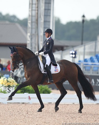 U.S. WEG team reserve Olivia Lagoy-Weltz and Rassing's Lonoir were the guinea pigs today in the Grand Prix
