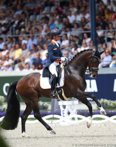 Is 2019 the year that Adelinde Cornelissen will return back on the Dutch team? Today she posted 73.565% on Zephyr. The tempi changes were stellar, but the contact should be lighter 