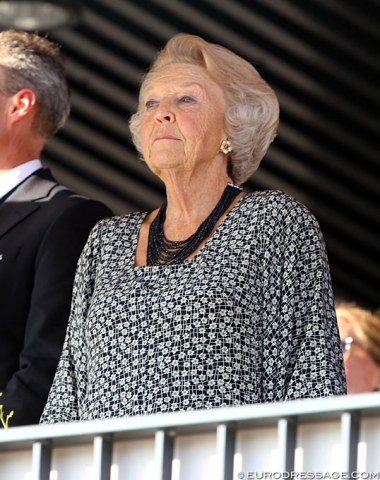 Her Royal Highness Princess Beatrix was Queen of the Netherlands for 33 years, from 1980 to 2013. She also attended the 2011 European Championships in Rotterdam