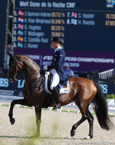 Patrik Kittel and Well Done de la Roche. The mare was on best form in the Grand Prix. In the Special she was too tense and also in the Kur she remained on edge, but Kittel rode her to an 82.296% score