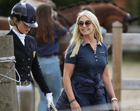 British judge Sarah Pidgley supporting her daughter, pony and junior rider Annabella Pidgley