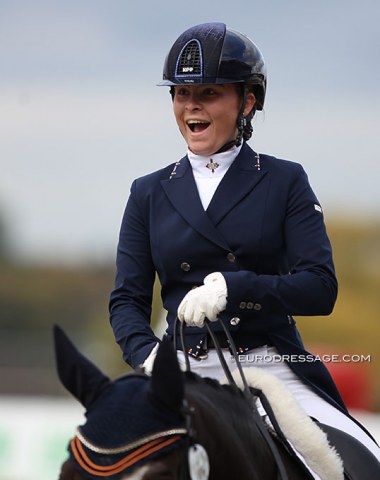 Lauren Neville was very surprised and thrilled when she saw her score of 69.609% on the board