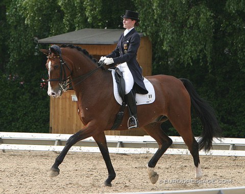 Anna-Katharina Lüttgen on Slow Fox VThis KWPN gelding (by Saros xx) was one of the most successful JR/YR horses under Nicola Giesen (gold in 1999 -2002) before selling as a schoolmaster to Lüttgen. 