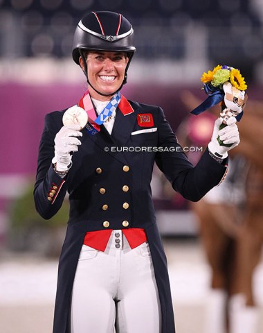 Charlotte Dujardin back on the podium for the third time in her third Olympics