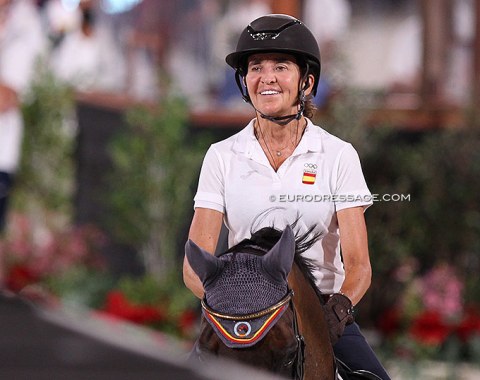 Spain's Olympic dressage anchor rider Beatriz Ferrer-Salat is all smiles